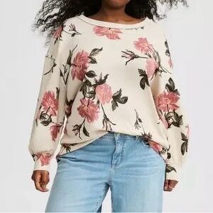 Torrid Cream and Pink Patterned Sweater